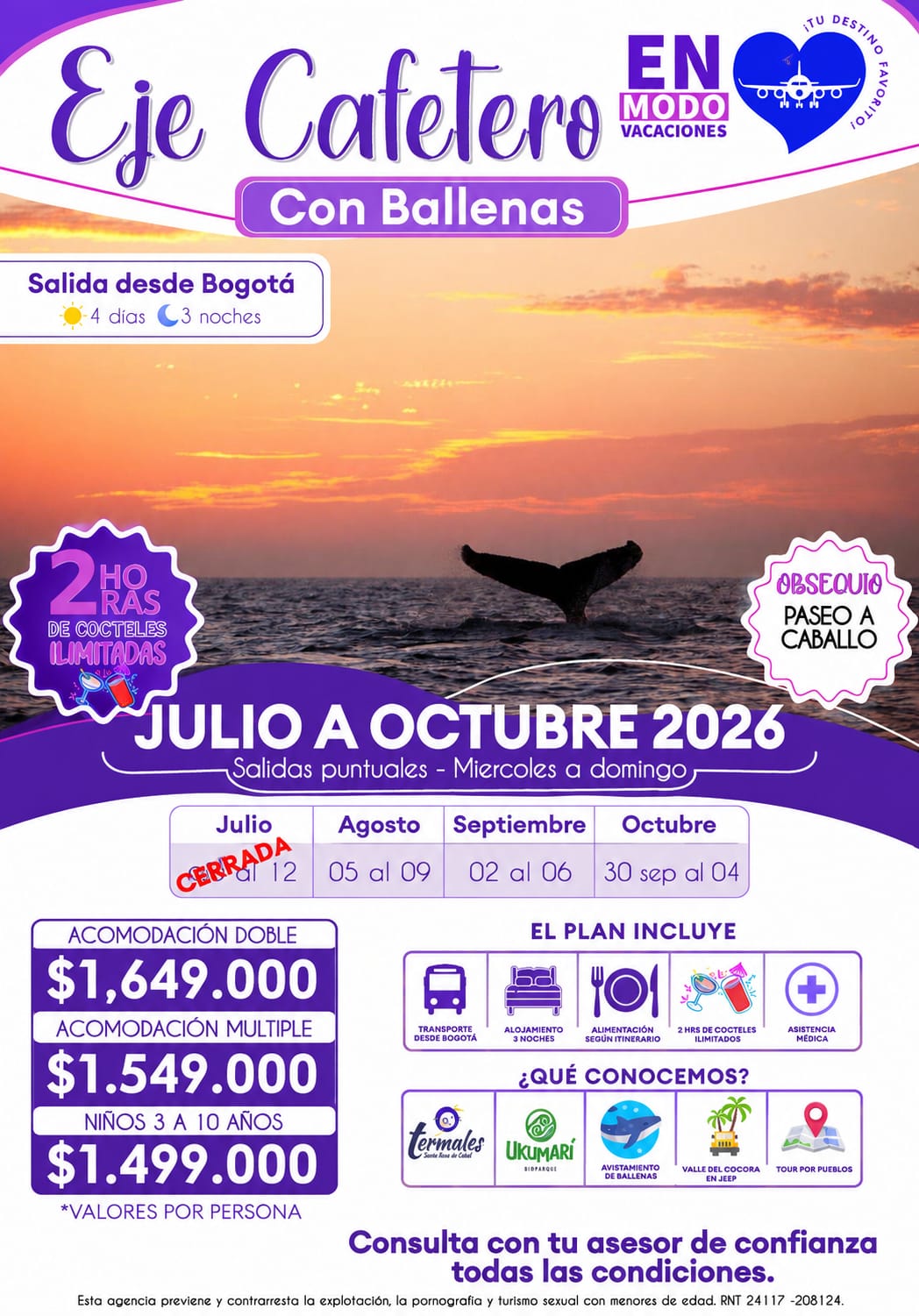 tarifas eje cafetero + ballenas.
